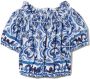 Dolce & Gabbana Kids Off-shoulder top met bloe print Blauw - Thumbnail 1