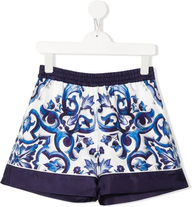 Dolce & Gabbana Kids High waist shorts Blauw
