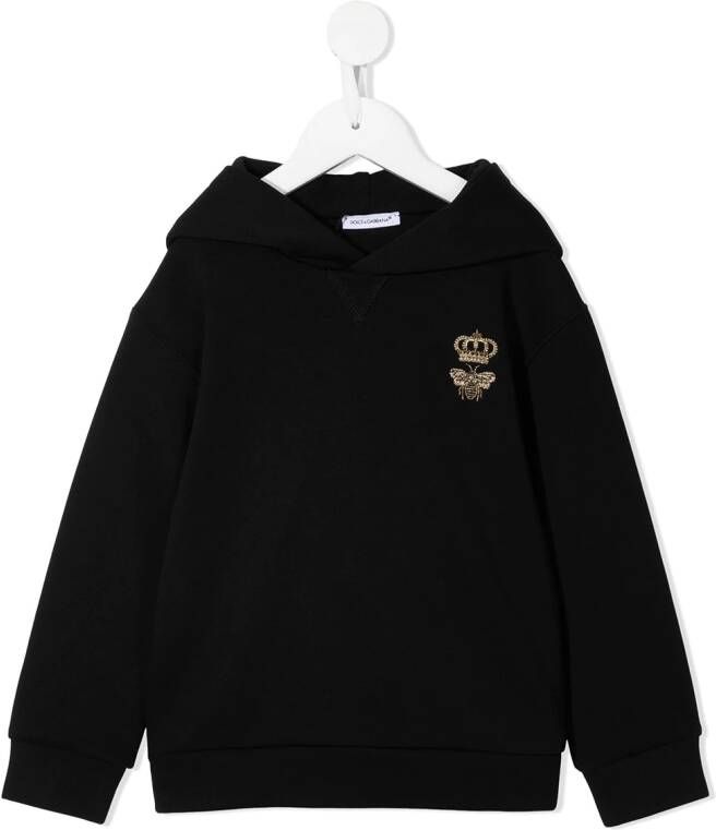 Dolce & Gabbana Kids Hoodie met geborduurd logo kinderen Polyester katoen 10 Zwart