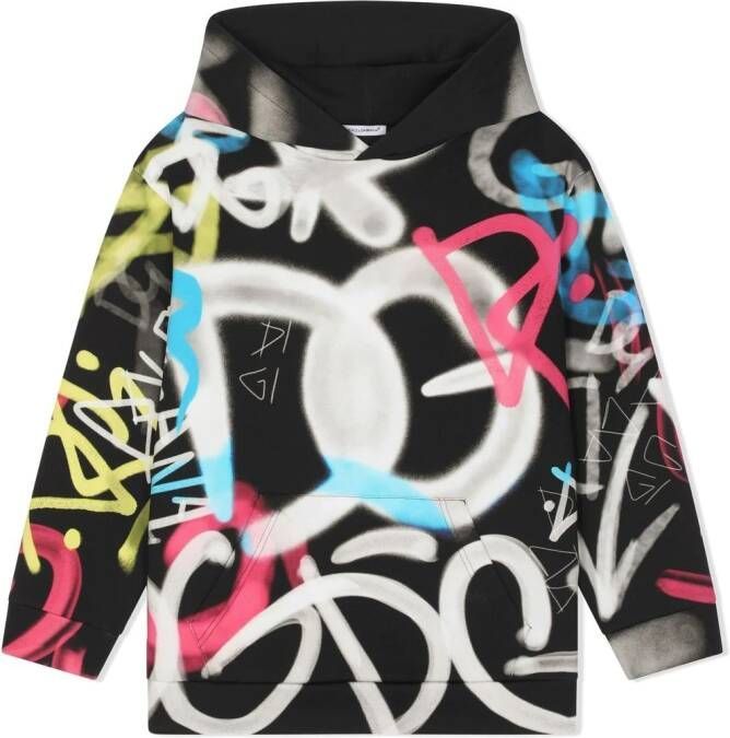 Dolce & Gabbana Kids Hoodie met graffiti-print Zwart