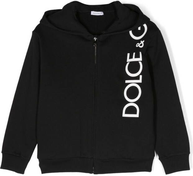 Dolce & Gabbana Kids Hoodie met logo-reliëf Zwart