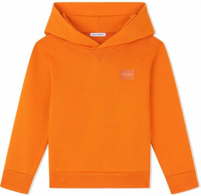 Dolce & Gabbana Kids Jersey hoodie met logoband Oranje