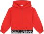 Dolce & Gabbana Kids Hoodie met rits en logoband Rood - Thumbnail 1
