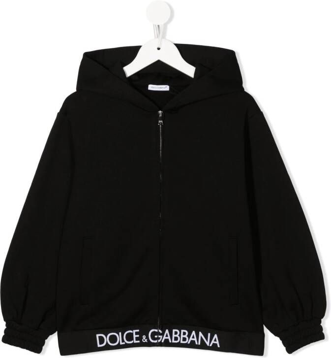 Dolce & Gabbana Kids Hoodie met rits Zwart
