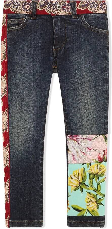 Dolce & Gabbana Kids Jeans met bloe patch Blauw
