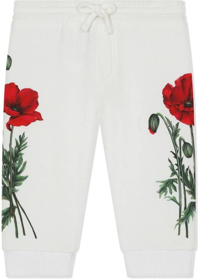 Dolce & Gabbana Kids Joggingbroek met bloemenprint Wit