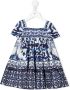 Dolce & Gabbana Kids Popeline midi-jurk met print Blauw - Thumbnail 1