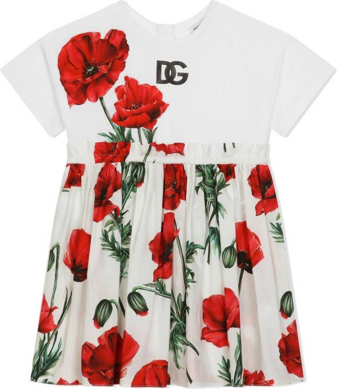 Dolce & Gabbana Kids Jurk met bloemenprint Wit