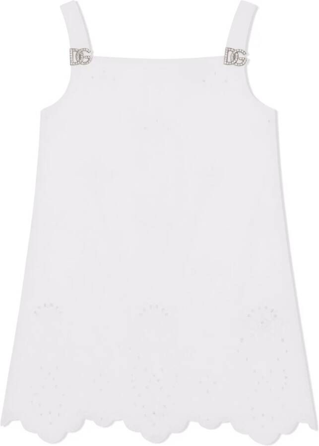 Dolce & Gabbana Kids Broderie anglaise jurk Wit