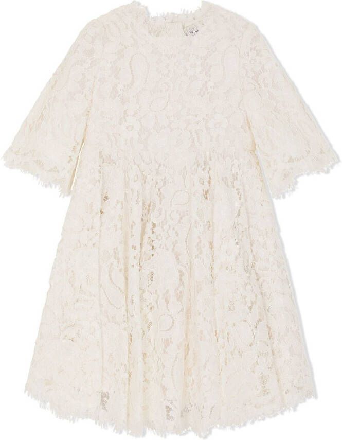 Dolce & Gabbana Kids Midi-jurk met kant Wit