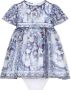 Dolce & Gabbana Kids Chiffon jurk met majolica-print Blauw - Thumbnail 1