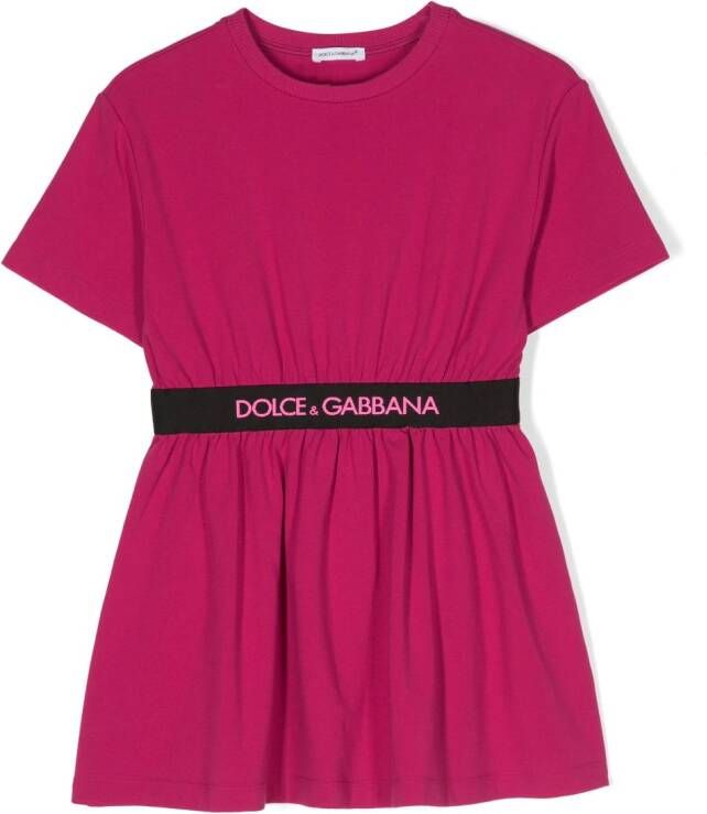 Dolce & Gabbana Kids Jurk met logoband Roze