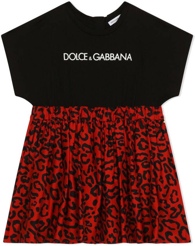 Dolce & Gabbana Kids Jurk met logoprint Zwart