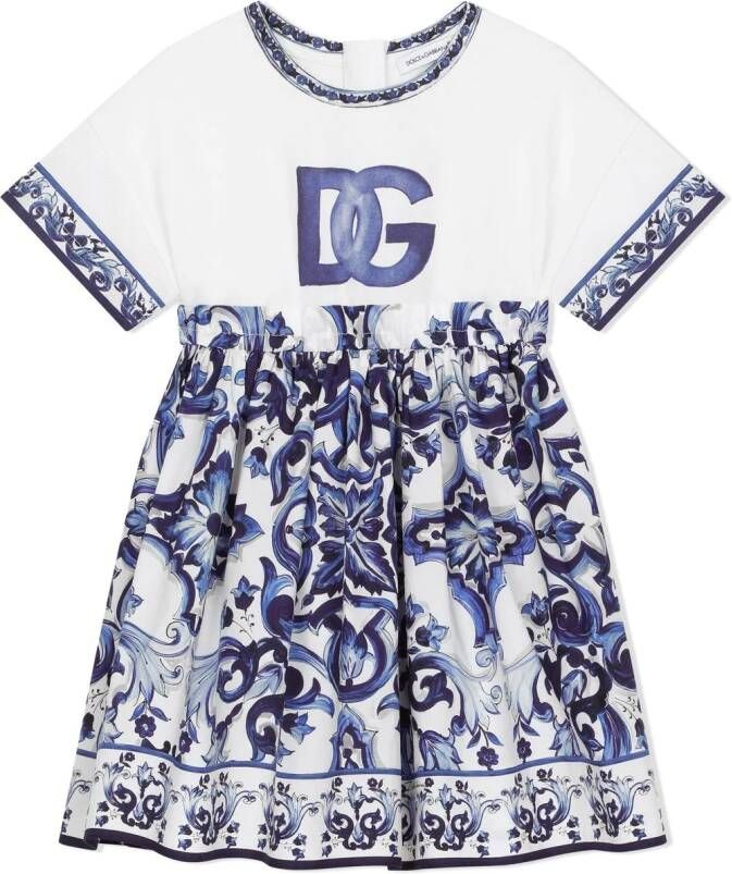 Dolce & Gabbana Kids Jurk met print Blauw
