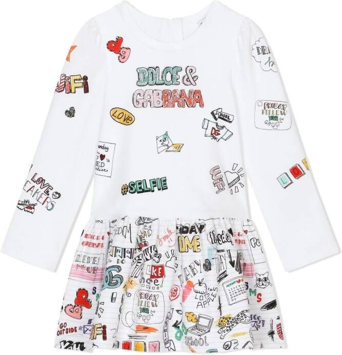 Dolce & Gabbana Kids Jurk met print Wit