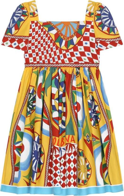 Dolce & Gabbana Kids Katoenen jurk Geel