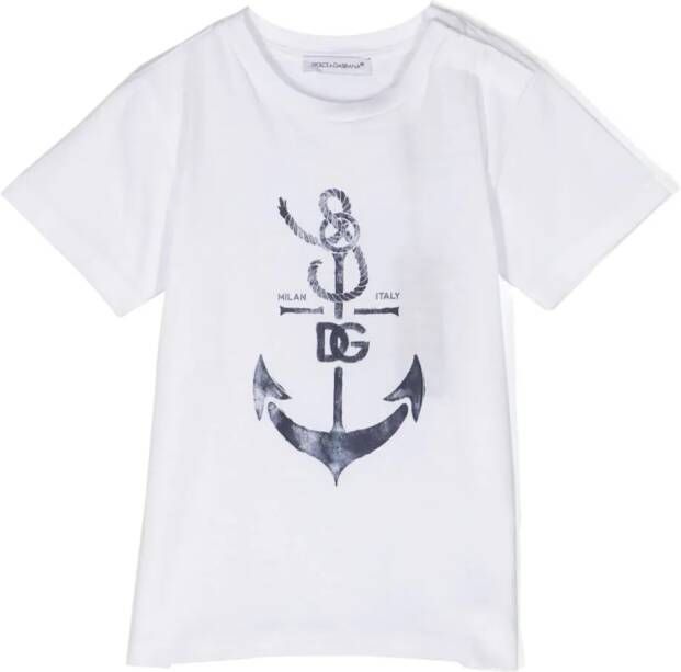 Dolce & Gabbana Kids Katoenen T-shirt met print Wit