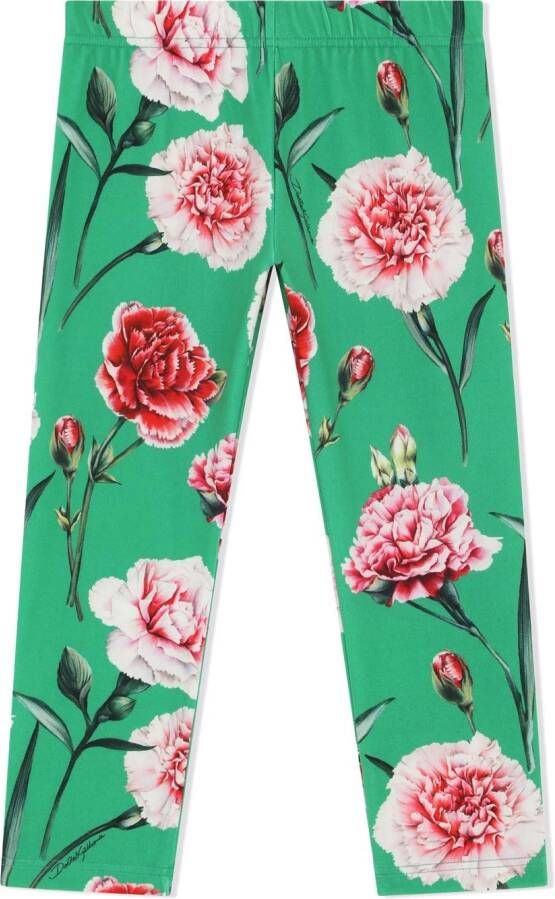 Dolce & Gabbana Kids Legging met bloe print Groen