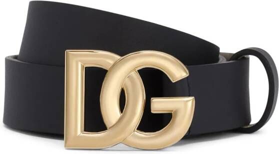 Dolce & Gabbana Kids Leren riem met DG-logo Zwart