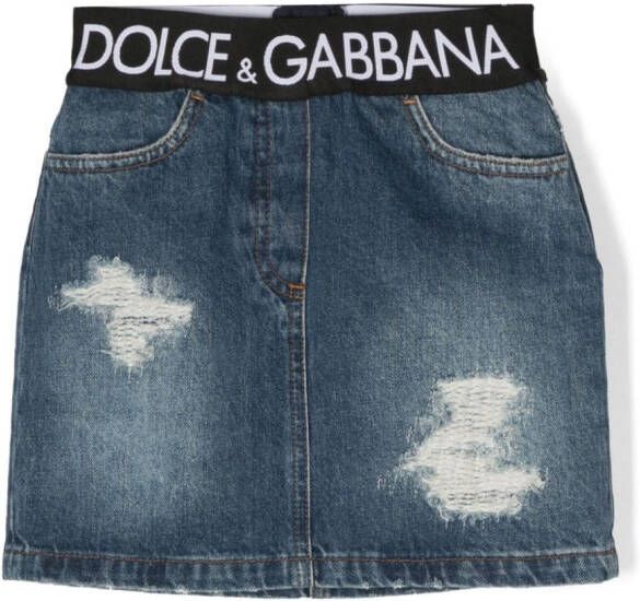 Dolce & Gabbana Kids Spijkerrok met logopatch Blauw