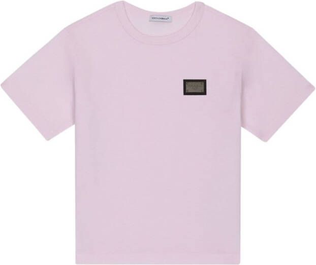 Dolce & Gabbana Kids Katoenen T-shirt met logo Roze