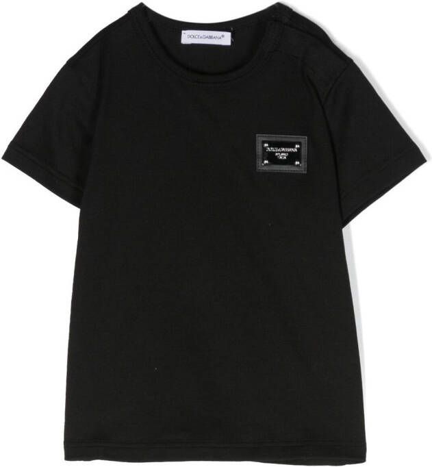 Dolce & Gabbana Kids T-shirt met logoplakkaat Zwart