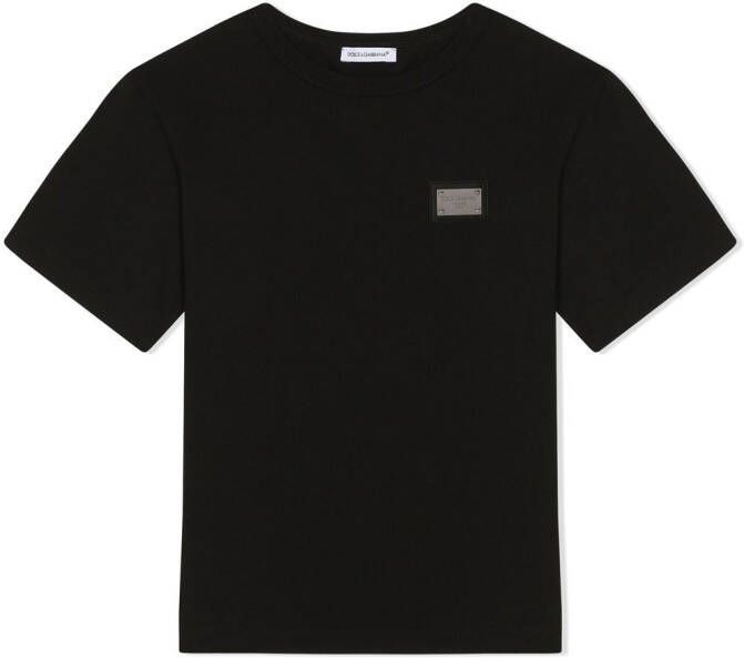 Dolce & Gabbana Kids Katoenen T-shirt met logo Zwart