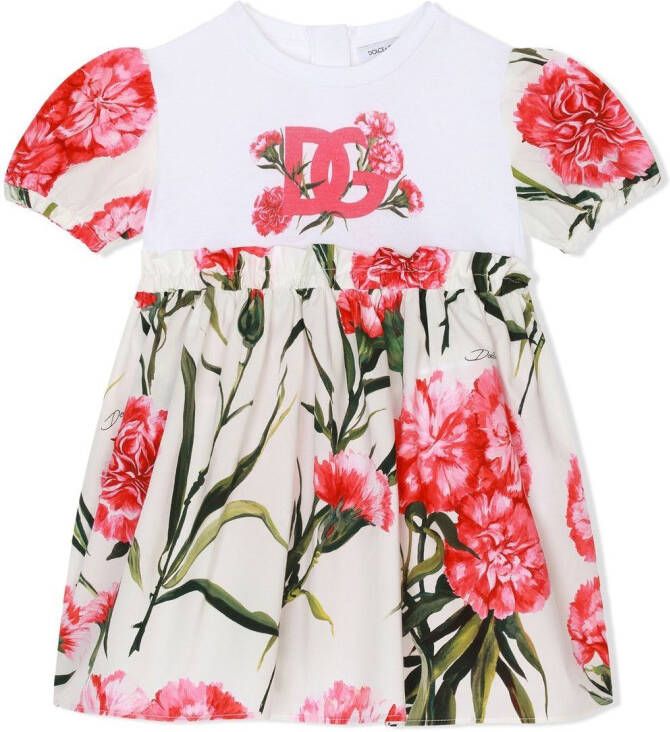 Dolce & Gabbana Kids Jurk met bloe print Wit