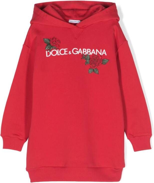 Dolce & Gabbana Kids Hoodiejurk met logoprint Rood