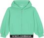 Dolce & Gabbana Kids Hoodie met rits en logoband Groen - Thumbnail 1