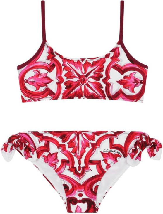 Dolce & Gabbana Kids Bikini met Majolica-print Rood
