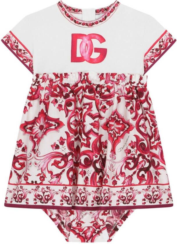 Dolce & Gabbana Kids Jurk met Majolica-print Rood