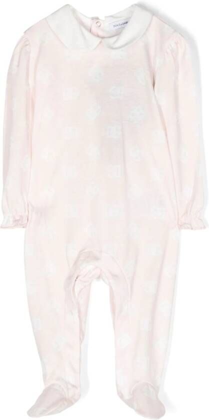 Dolce & Gabbana Kids Romper met monogram patroon Roze