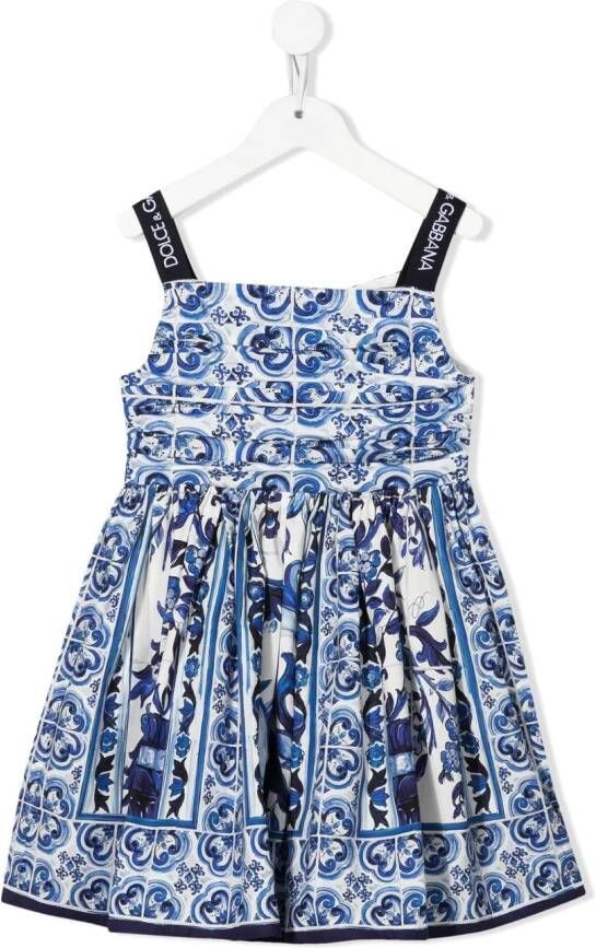Dolce & Gabbana Kids Popeline mini-jurk met print Wit