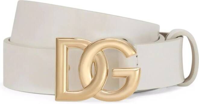 Dolce & Gabbana Kids Lakleren riem met logo Wit