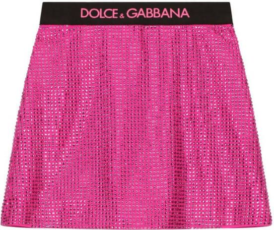 Dolce & Gabbana Kids Rok verfraaid met stras Roze