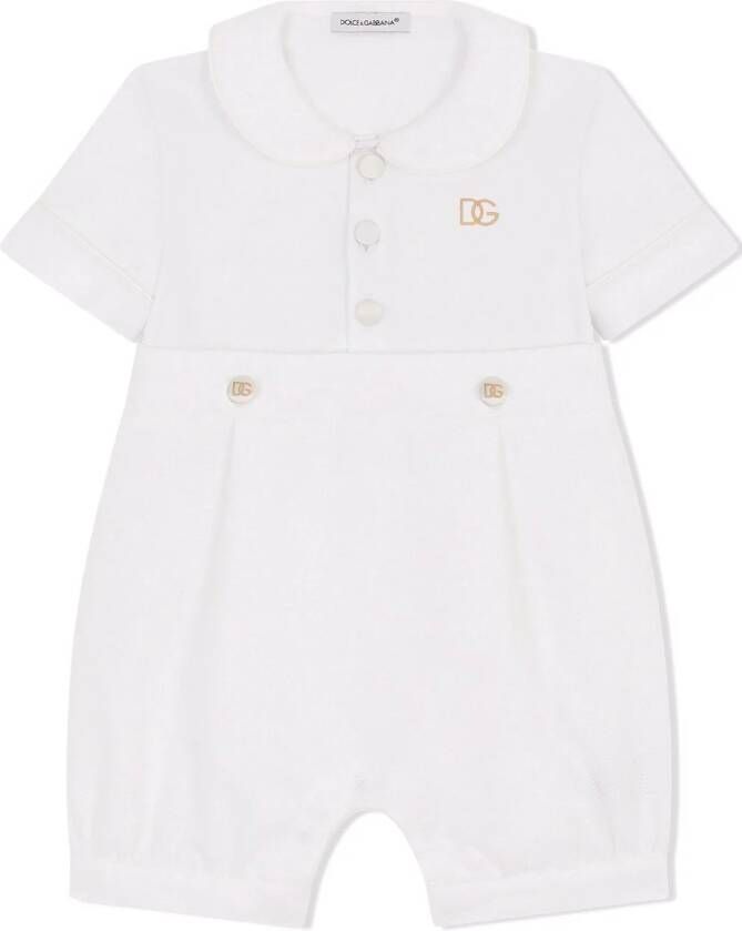 Dolce & Gabbana Kids Piqué romper met geborduurd logo Wit