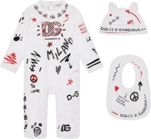 Dolce & Gabbana Kids Romper met logoprint Wit