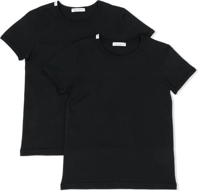 Dolce & Gabbana Kids Set van 2 T-shirts met logopatch Zwart