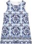 Dolce & Gabbana Kids Mini-jurk met brokaat met Majolica-print Blauw - Thumbnail 1