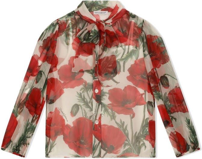 Dolce & Gabbana Kids Shirt met bloe print Rood