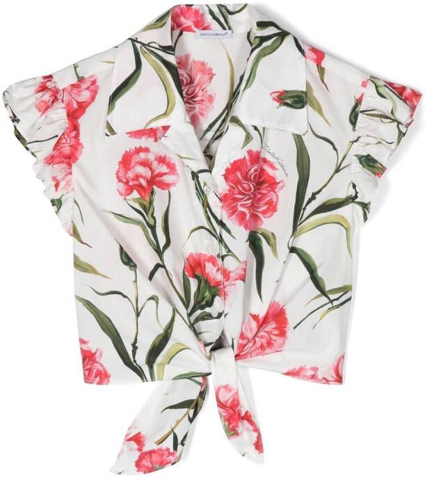 Dolce & Gabbana Kids Shirt met bloe print Wit