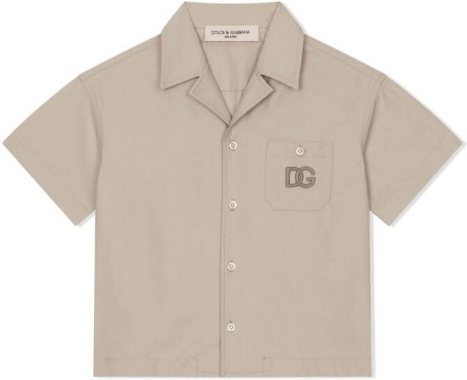 Dolce & Gabbana Kids Shirt met geborduurd DG-logo Beige