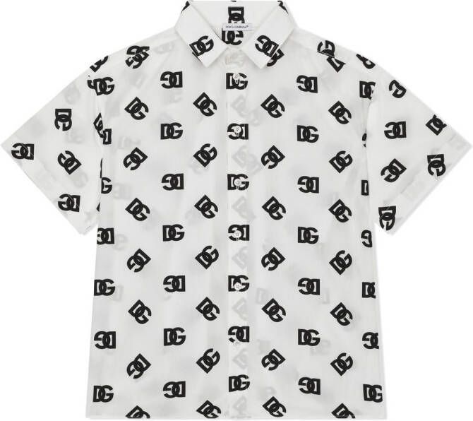 Dolce & Gabbana Kids Popeline shirt met DG-logo Wit