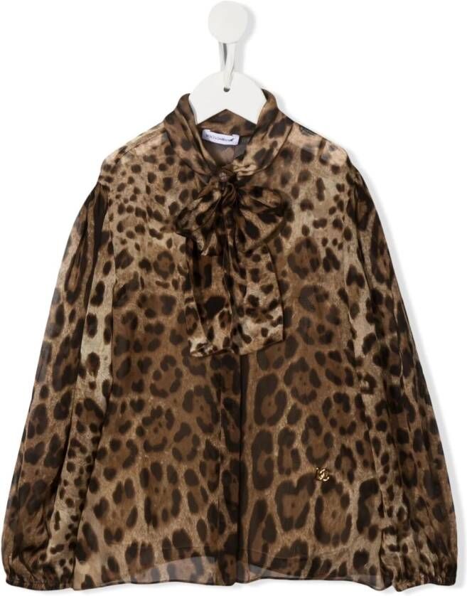 Dolce & Gabbana Kids Shirt met luipaardprint Bruin