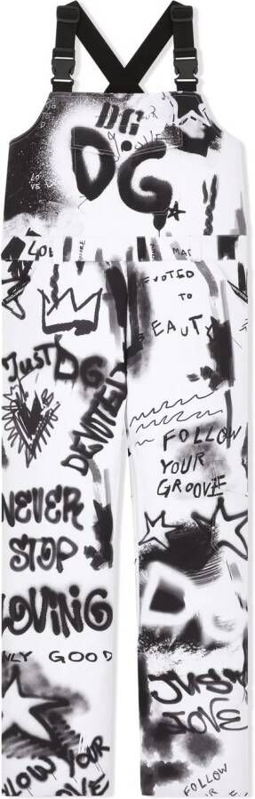 Dolce & Gabbana Kids Skibroek met graffiti-print Zwart