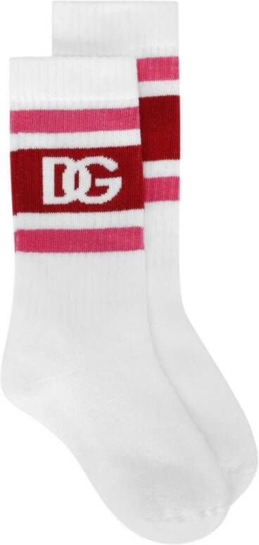 Dolce & Gabbana Kids Stretch-katoenen sokken met logoprint Wit