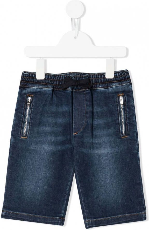 Dolce & Gabbana Kids Spijkershorts met trekkoord Blauw