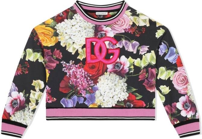 Dolce & Gabbana Kids Sweater met bloe print Zwart