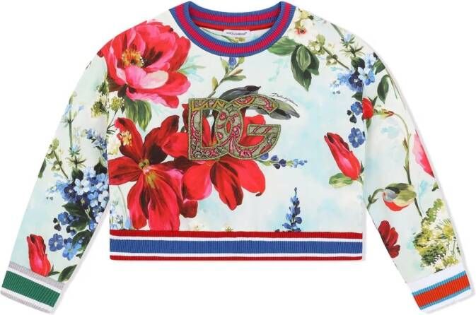 Dolce & Gabbana Kids Sweater met geborduurd logo Blauw